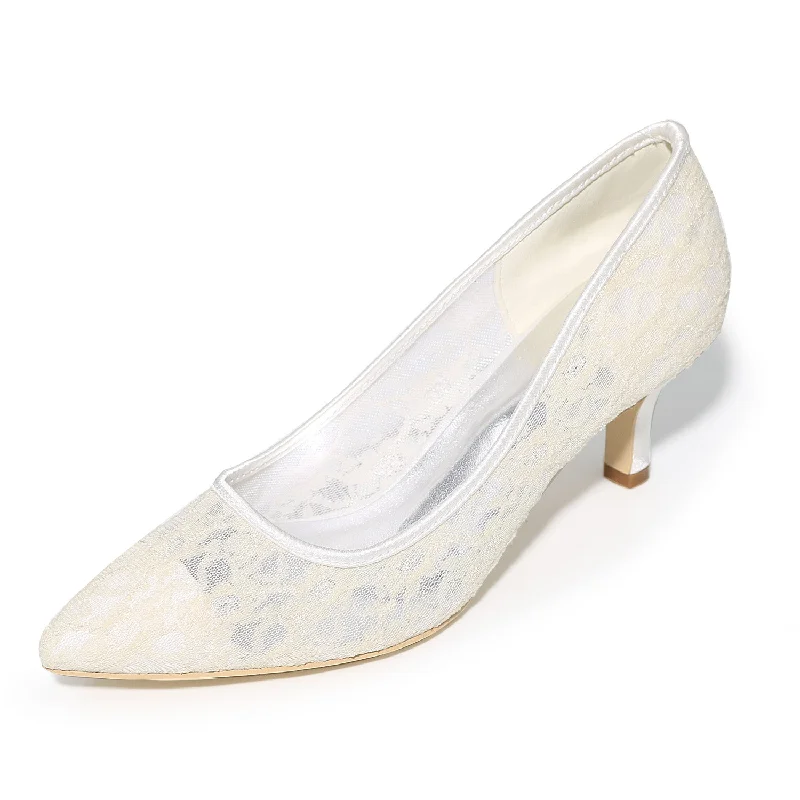 Your Exclusive Discount Awaits Women's Mesh Kitten Heel Closed Toe With Hollow-out Wedding Shoes Bridal Shoes