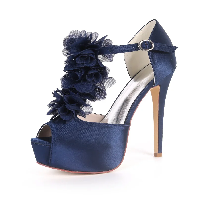 Today's Best Deals – Don't Wait Women's Satin Stiletto Heel Peep Toe With Flower Wedding Shoes Bridal Shoes