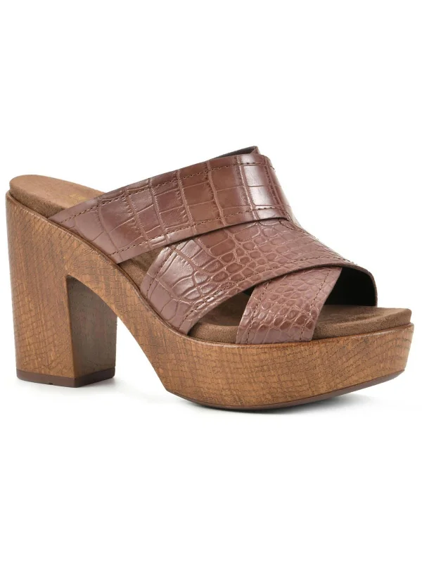 Take Action Alive Womens Faux Leather Snake Pattern Block Heel