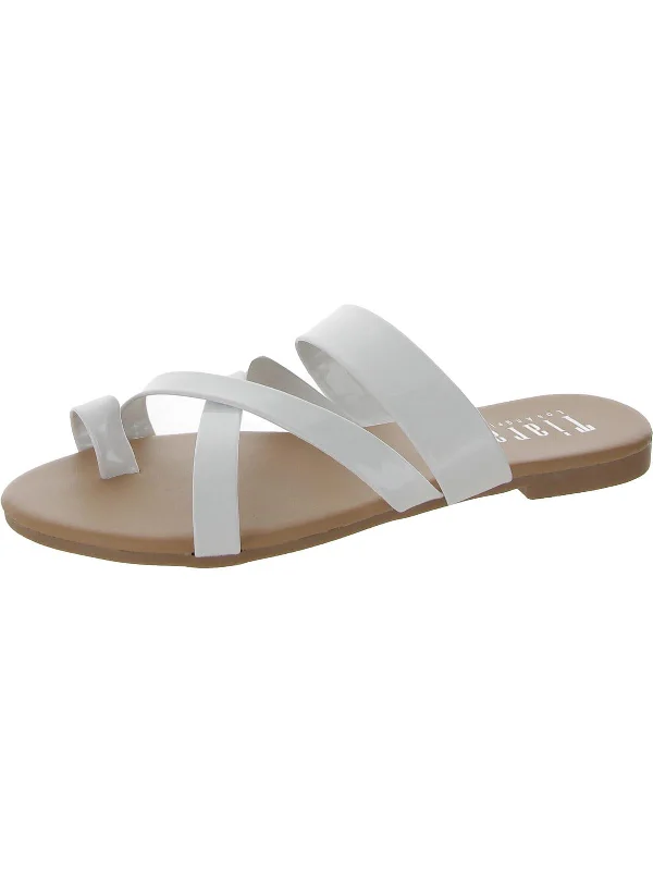Can't Beat Angeles 03 Womens Patent Toe Loop Slide Sandals