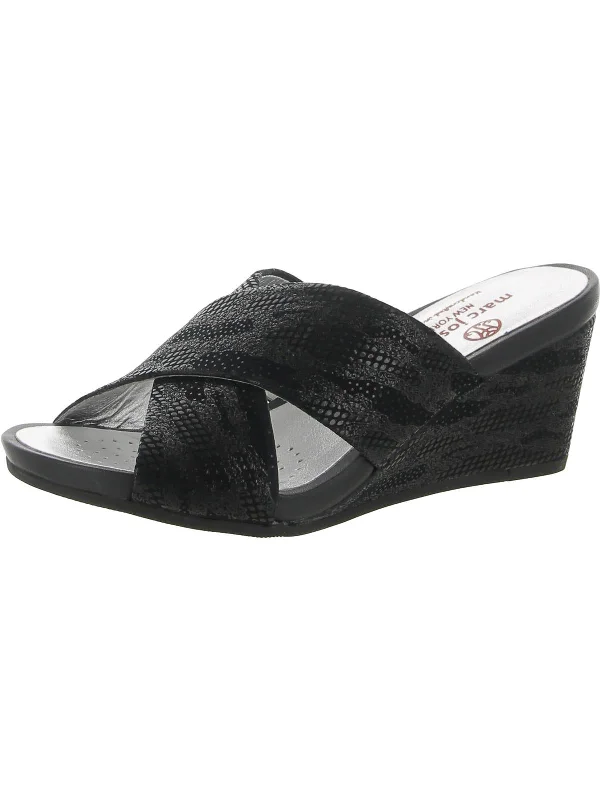 Reduced Rates Beach St. Womens Leather Shimmer Wedge Sandals
