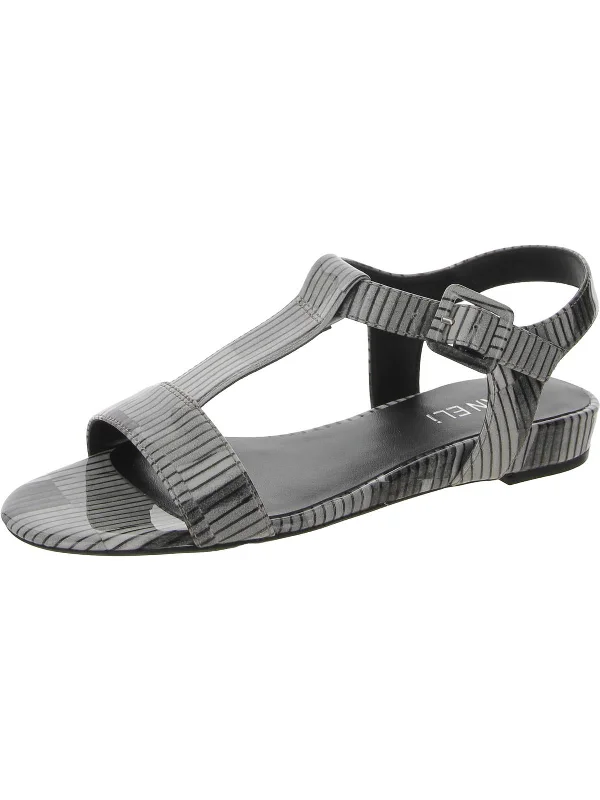 Super Discount Burlie Womens Patent Printed T-Strap Sandals