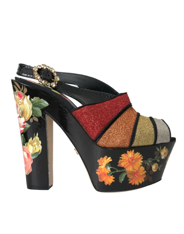 Deal of the Week Dolce & Gabbana  Floral Crystal Platform Sandals Women's Shoes