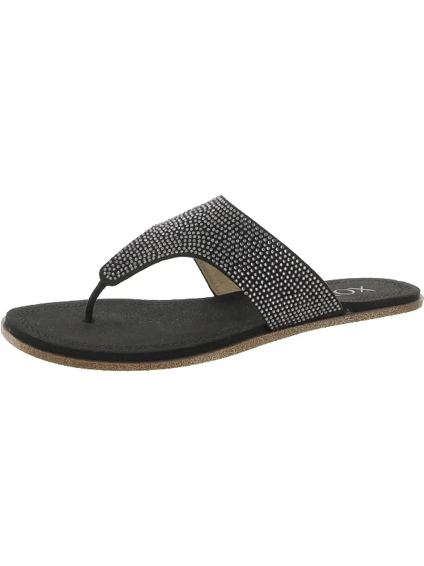 Weekend Specials to Delight Dorcie Womens Faux Suede Rhinestone Flip-Flops