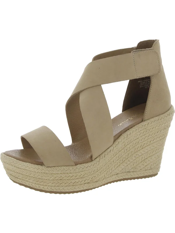 Stock Up Hyber Nate Womens Leather Ankle Strap Wedge Sandals