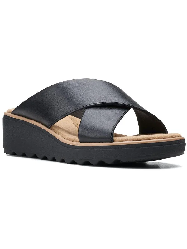 Midnight Sale Jillian Gem Womens Faux Leather Slip-On Wedge Sandals