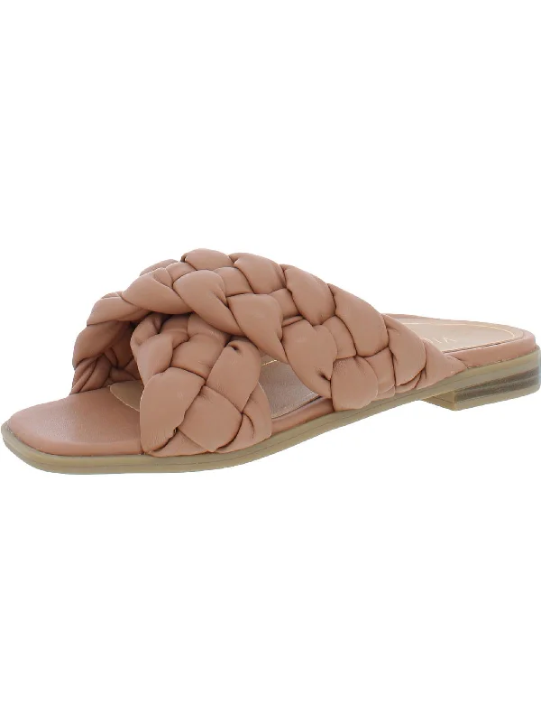 Hurry In Kalina Womens Faux Leather Slip On Slide Sandals