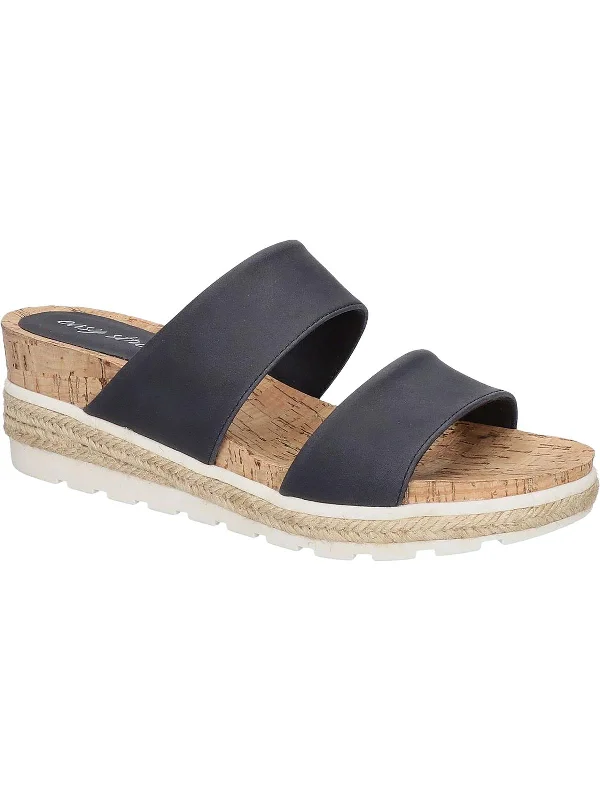 Flash Deal Maryann Womens Faux Leather Slip On Wedge Heels