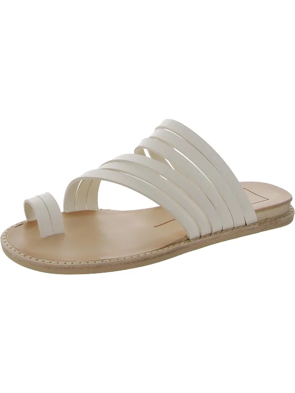 The Best Deal Nelly Womens Leather Slip On Flat Sandals