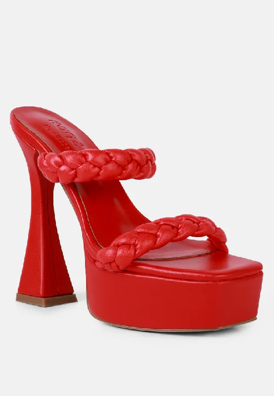 New Arrival PIN-UP Red Braided High Heel Sandals
