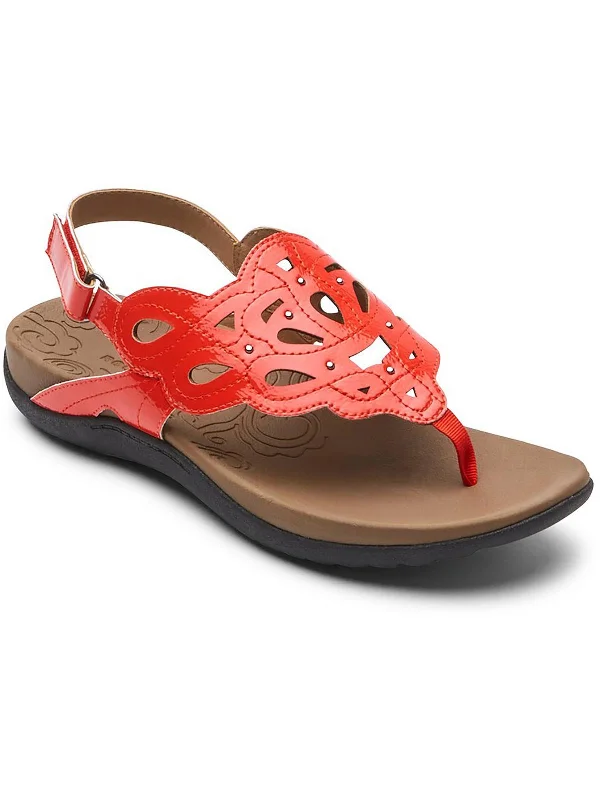 Deal Zone Ridge Sling Womens Faux Leather Metallic Slingback Sandals