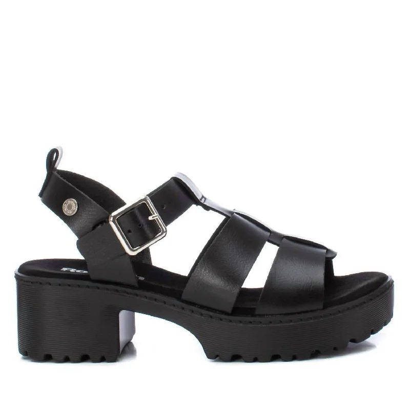 Discount Mania Women's Block Heeled Sandals In Black