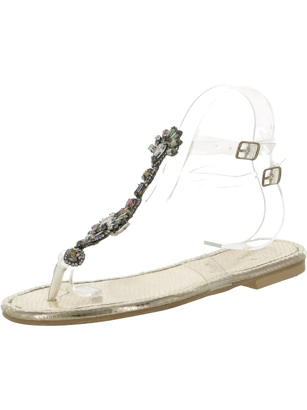 Closeout Deal Womens Embellished Snake Thong Sandals