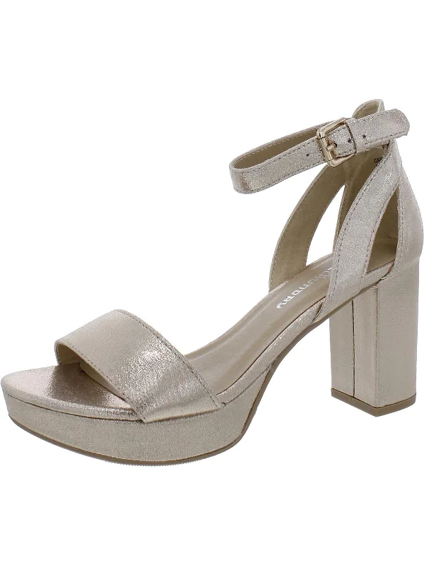 Deep Discounts Womens Faux Suede Open Toe Block Heel