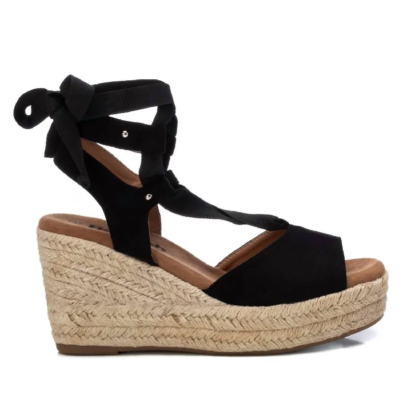 Can't Resist Women's Jute Wedge Sandals In Black