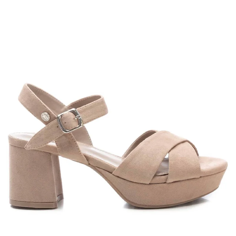 Bargain Alert Women's Suede Cross Strap Sandals In Beige