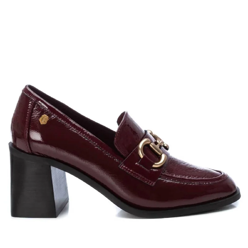 Weekend Discounts to Relish Carmela Collection Patent Leather Heeled Loafers In Burgundy