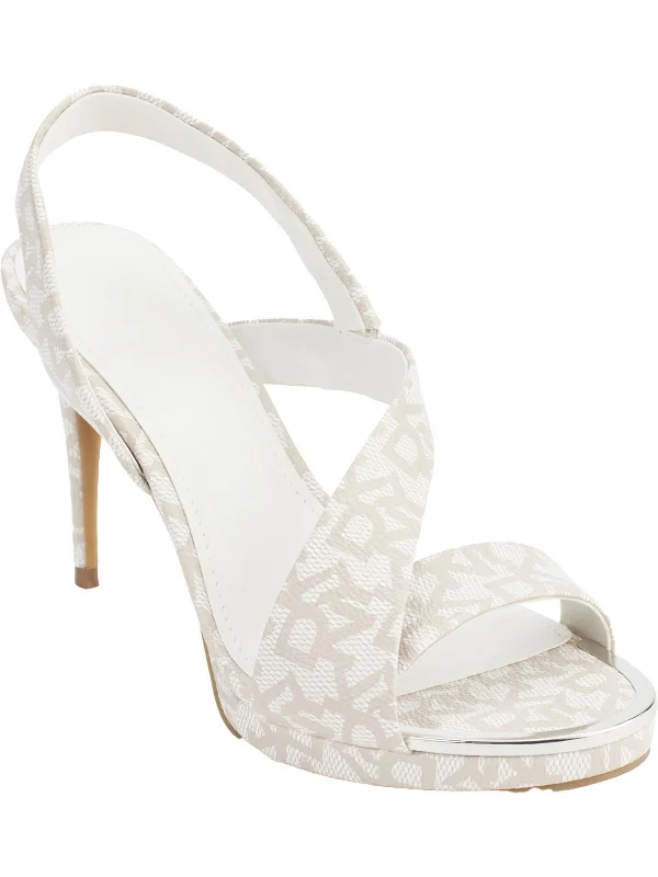 Stock Clearance Diva Womens Faux Leather Logo Slingback Heels