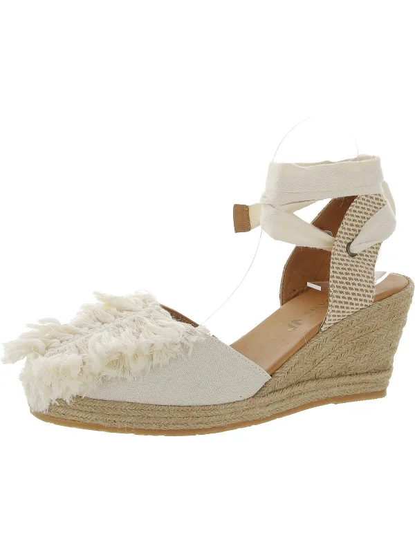 Doorbuster Deal Leaf Womens Canvas Espadrille Heels