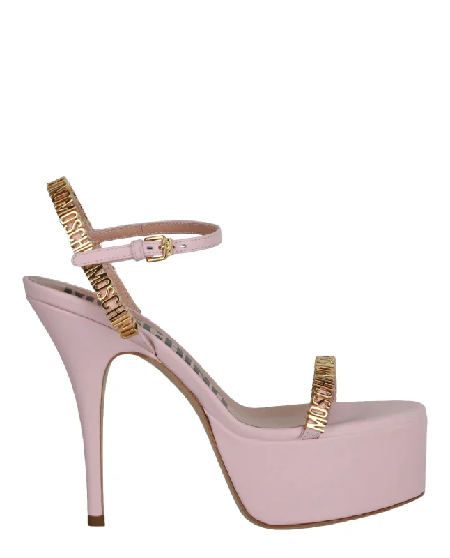 Steal Deal Logo Lettering Platform Heel Sandals